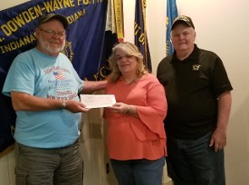 David Sassman & Don Hawkins accepting a $2,500 donation from American Legion Post 64